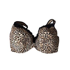 Cacique Bra Size 44 H Full Coverage Animal Leopard Print Padded Underwire Lace‎